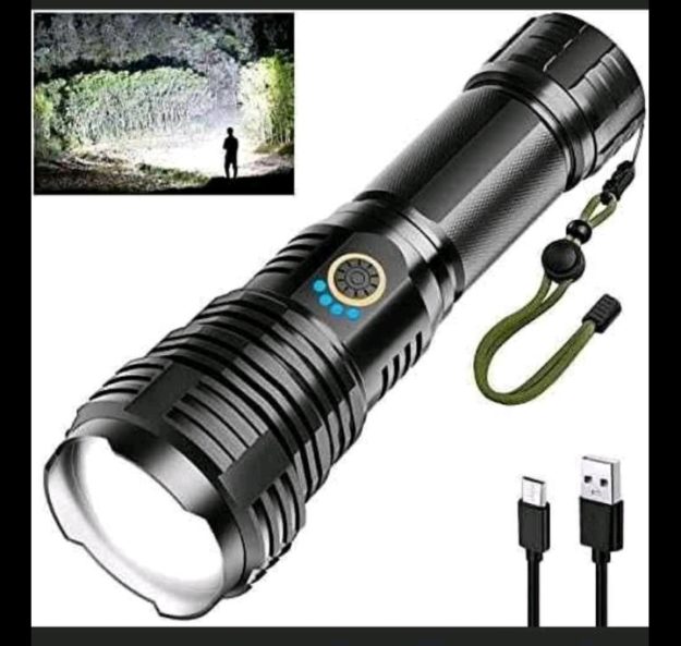 Rechargeable Zoom LED Flashlight USB Torch light