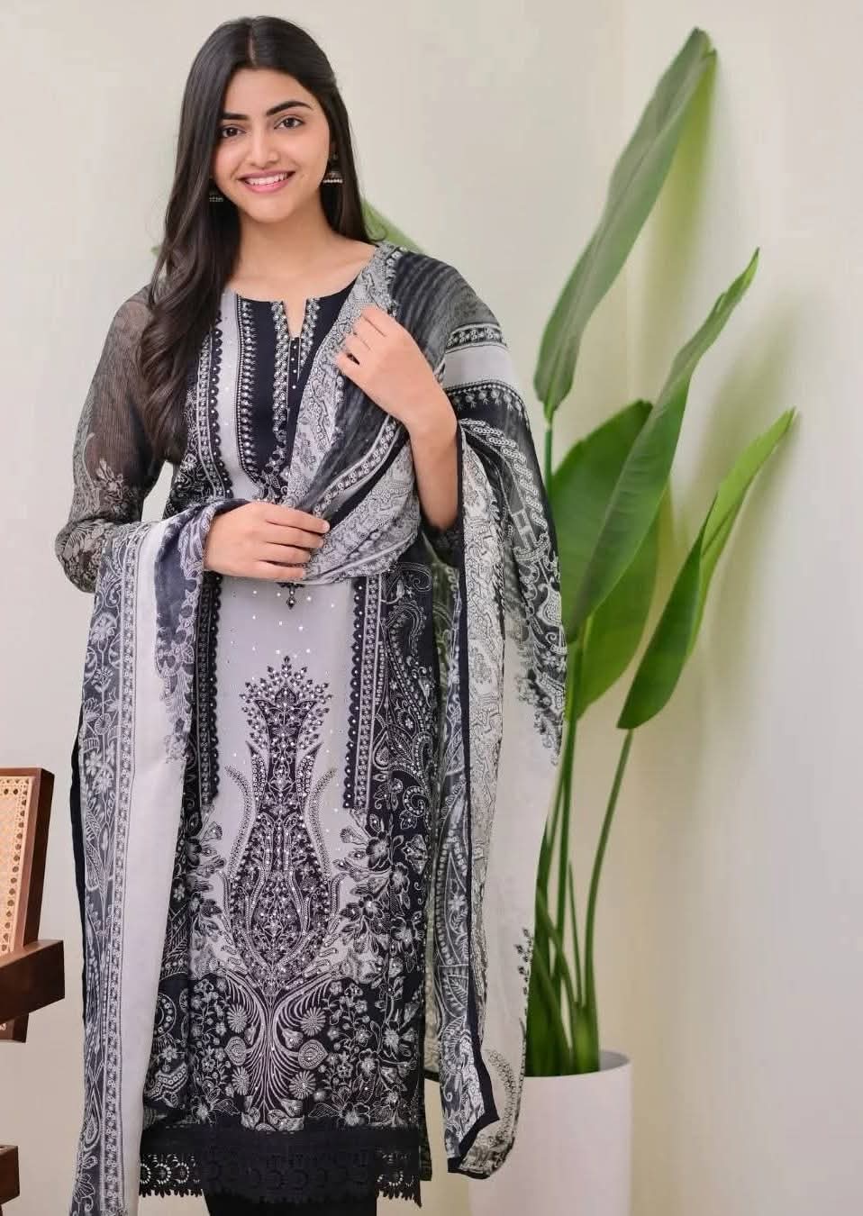 Premium Cotton Silk Digital Print Three Piece for Women | Elegant & Comfortable Outfit